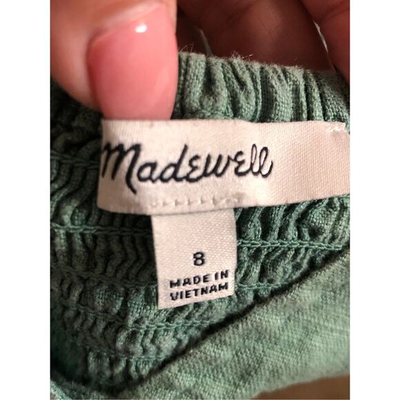 Madewell 100% Linen Gwen Crop Vest top size 8 boho in Sage Green festival neutra - Picture 6 of 10